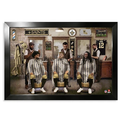 New Orleans Saints Chris Olave, Tyler Shough & Alvin Kamara 14" x 20" Barbershop Framed Print