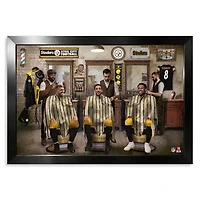 Pittsburgh Steelers T.J. Watt, Aaron Rodgers & DK Metcalf 14" x 20" Barbershop Framed Print