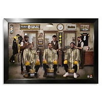 Pittsburgh Steelers T.J. Watt, Aaron Rodgers & DK Metcalf 14" x 20" Barbershop Framed Print
