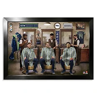 Seattle Seahawks Cooper Kupp, Sam Darnold & Jaxon Smith-Njigba 14" x 20" Barbershop Framed Print