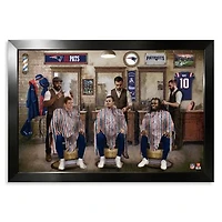 New England Patriots Drake Maye, Hunter Henry & Rhamondre Stevenson 14" x 20" Barbershop Framed Print