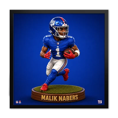 Malik Nabers New York Giants 13" x 13" Bobblehead Framed Print