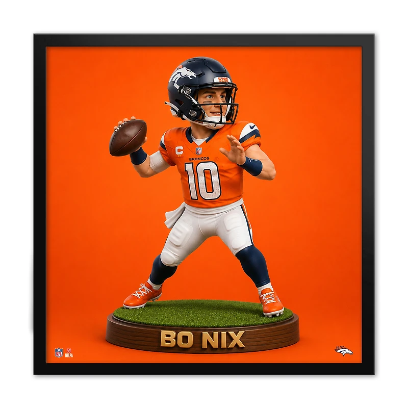 Bo Nix Denver Broncos 13" x 13" Bobblehead Framed Print