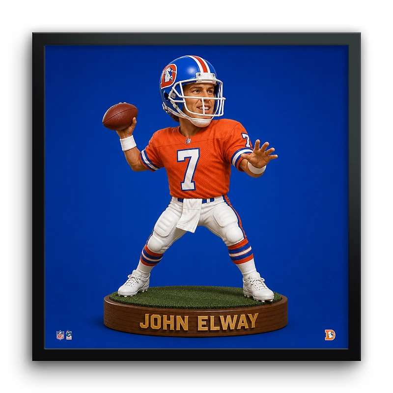John Elway Denver Broncos 13" x 13" Bobblehead Framed Print