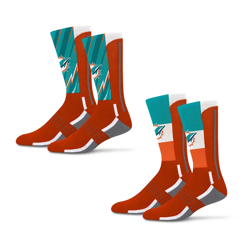 Unisex Starter Miami Dolphins Big Energy Neo Two-Pack Crew Socks Set