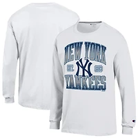 Men's Champion  White New York Yankees Jersey Long Sleeve T-Shirt
