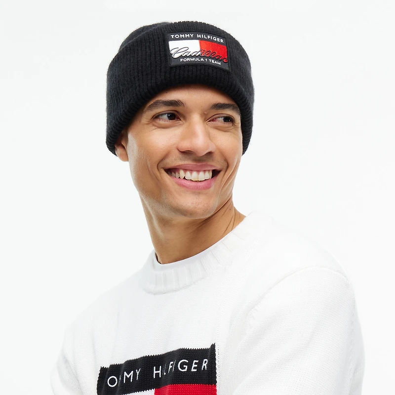 Unisex Tommy Hilfiger  Black Cadillac F1 Team Flag Cuffed Knit Hat