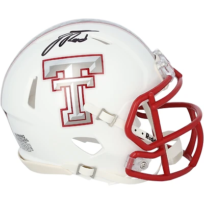 Jacob Rodriguez Texas Tech Red Raiders Autographed Riddell White Galvaniced Speed Mini Helmet