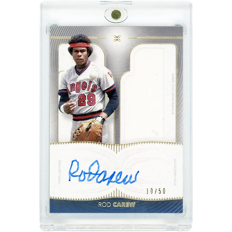 Rod Carew Los Angeles Angels Autographed 2021 Topps Definitive Collection Game-Used Relic #DARC-RCA #10/50 Card