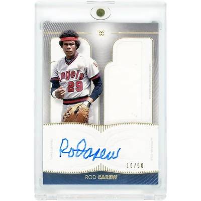 Rod Carew Los Angeles Angels Autographed 2021 Topps Definitive Collection Game-Used Relic #DARC-RCA #10/50 Card