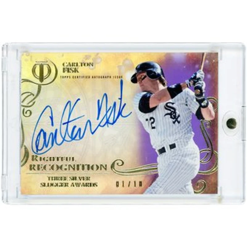 Carlton Fisk Chicago White Sox Autographed 2015 Topps Tribute Purple #NOW-CF #1/10 Card