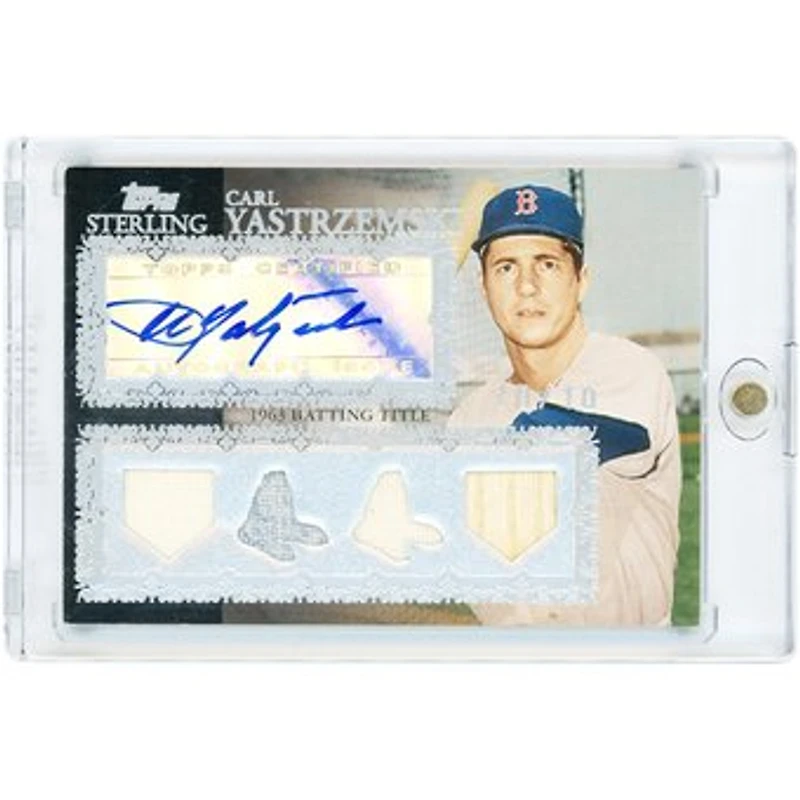 Carl Yastrzemski Boston Red Sox Autographed 2007 Topps Sterling Quad Game Used Relics #4SMA-8 #10/10 Card