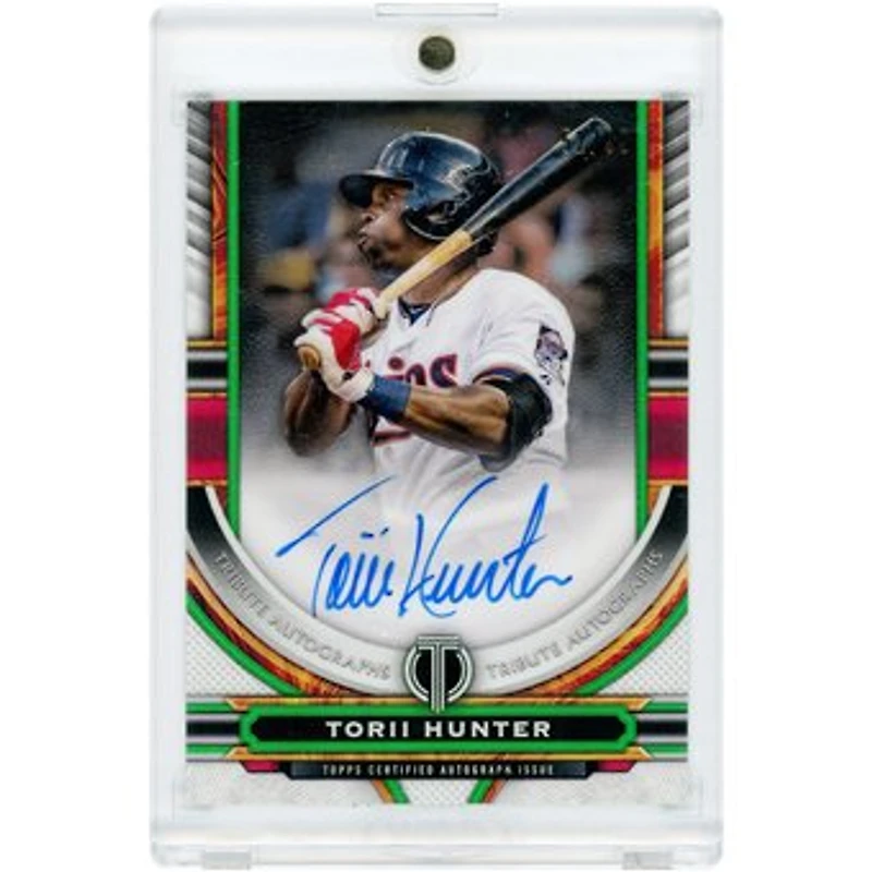 Torii Hunter Minnesota Twins Autographed 2023 Topps Tribute Green #TA-THU #52/99 Card