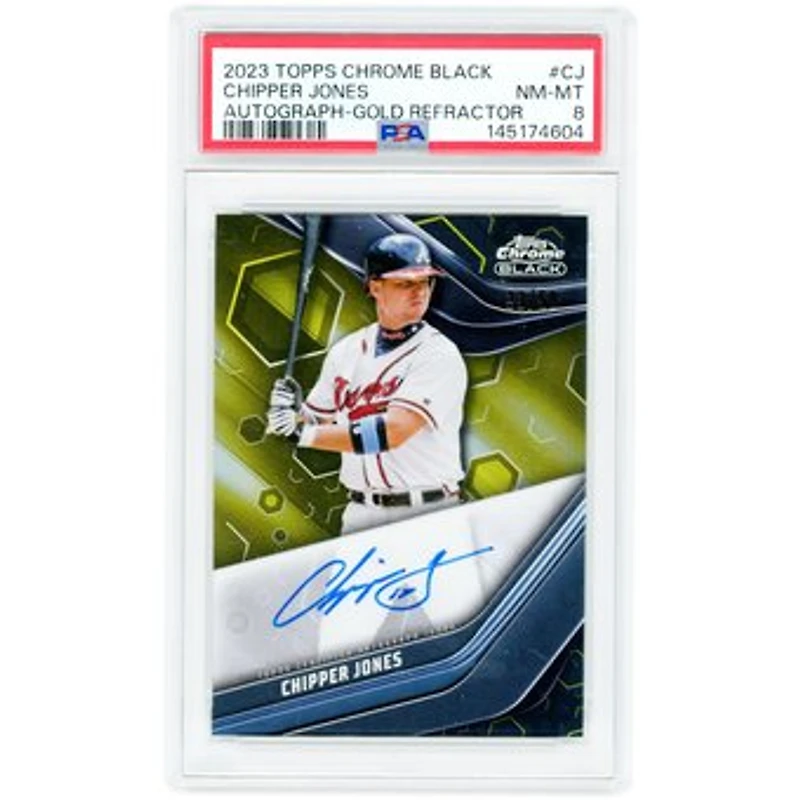 Chipper Jones Atlanta Braves Autographed 2023 Topps Chrome Black Gold Refractor #CBA-CJ #33/50 PSA Authenticated 8 Card