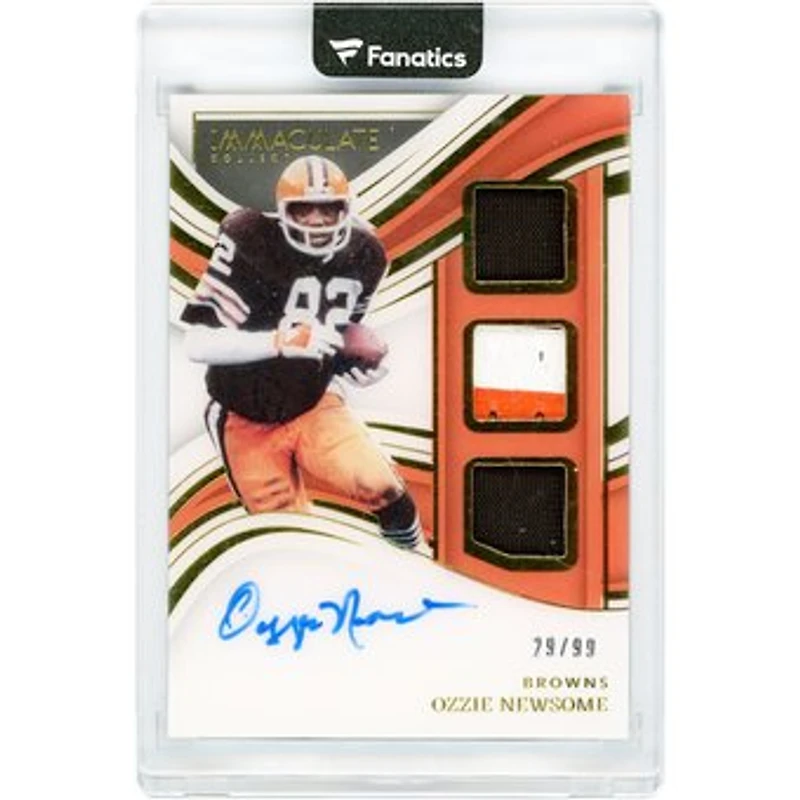 Ozzie Newsome Cleveland Browns Autographed 2023 Panini Immaculate Collection Triple Game-Used Relics #PC-ONE #29/99 Card