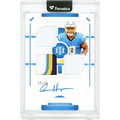 Omarion Hampton Los Angeles Chargers Autographed 2025 Panini National Treasures Triple Relic #RMS-OHN #25/25 Rookie Card
