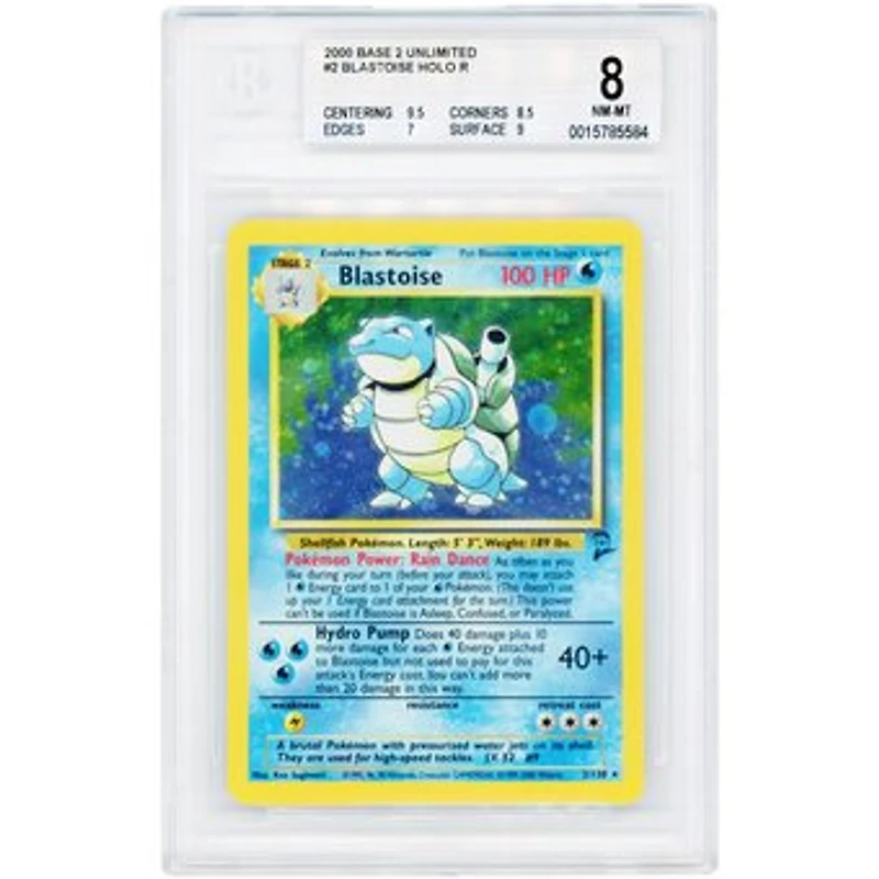 Blastoise 2000 Pokemon Base Set 2 Holo Rare #2 BGS Authenticated 8 Card