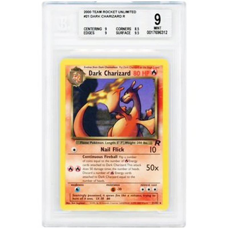 Dark Charizard 2000 Pokemon Team Rocket Rare #21 BGS Authenticated 9 Card - 9,8.5,9,9.5 Subgrades