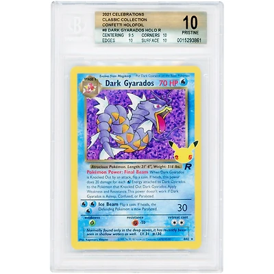 Dark Gyarados 2021 Pokemon Celebrations Classic Collection #8 BGS Authenticated Pristine 10 Card