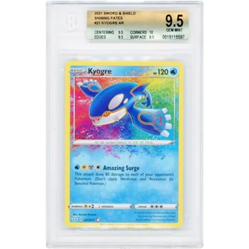 Kyogre 2021 Pokemon Shining Fates Amazing Rare #21 BGS Authenticated 9.5 Card