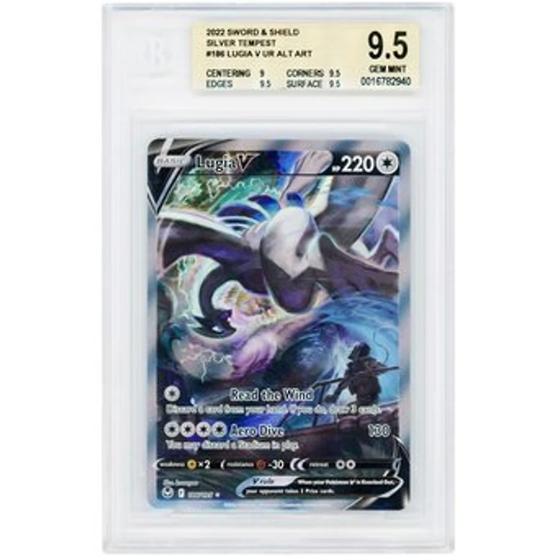Lugia V 2022 Pokemon Silver Tempest Ultra Rare #186 BGS Authenticated 9.5 Card