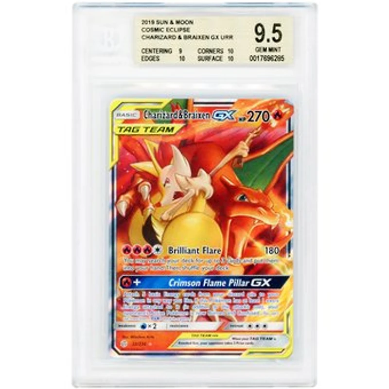 Charizard & Braixen GX 2019 Pokemon Cosmic Eclipse Ultra Rare #22 BGS Authenticated 9.5 Card