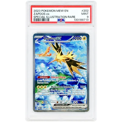 Zapdos ex 2023 Pokemon 151 Special Illustration Rare #202 PSA Authenticated 9 Card