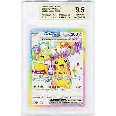 Pikachu ex 2024 Pokemon Surging Sparks Ultra Rare #219 BGS Authenticated 9.5 Card