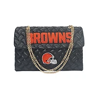 Women's Cuce Black Cleveland Browns Vegan Leather Oversized Tote Bag