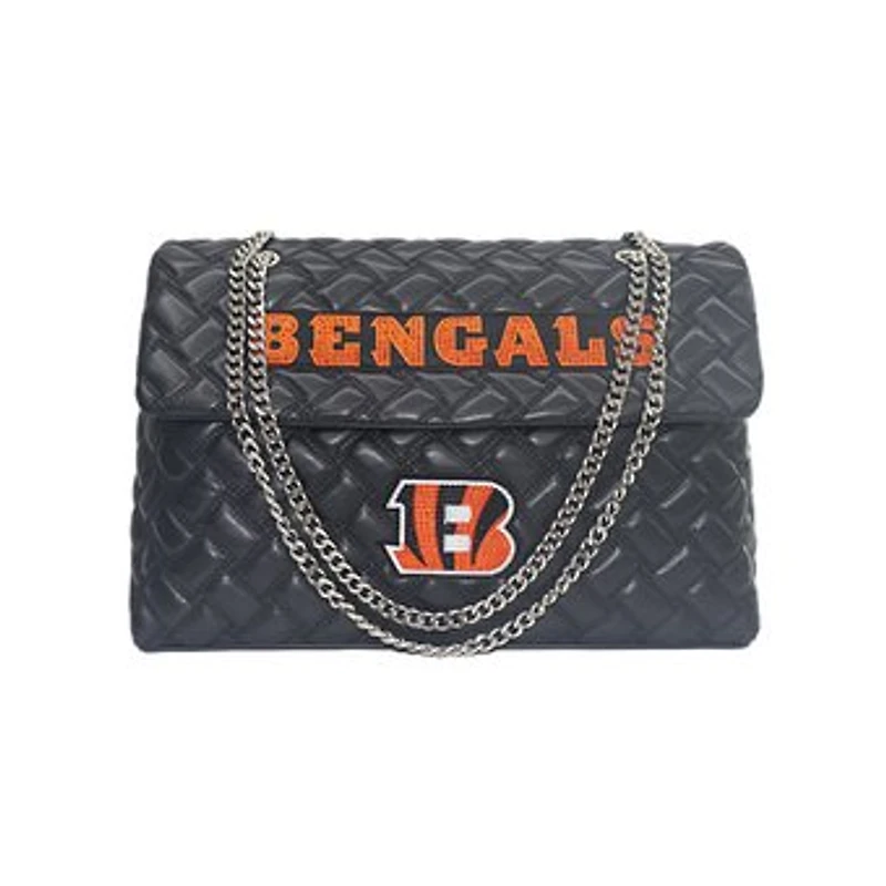 Women's Cuce Black Cincinnati Bengals Vegan Leather Oversized Tote Bag