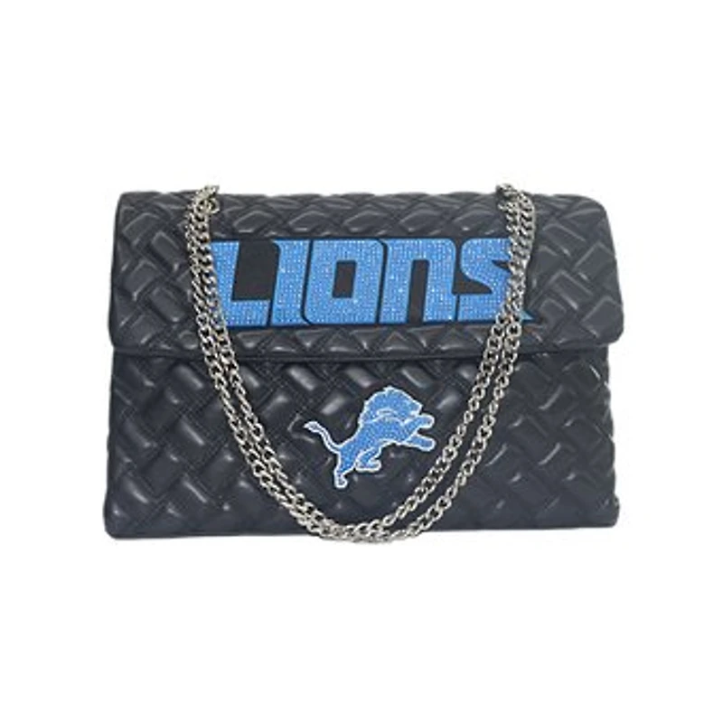 Women's Cuce Black Detroit Lions Vegan Leather Oversized Tote Bag