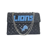 Women's Cuce Black Detroit Lions Vegan Leather Oversized Tote Bag