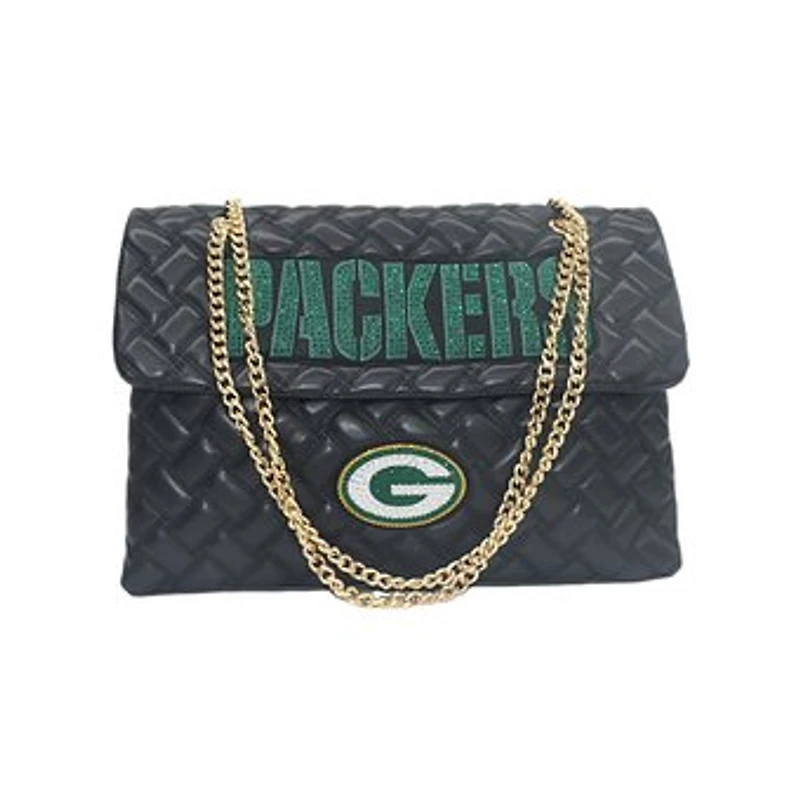 Women's Cuce Black Green Bay Packers Vegan Leather Oversized Tote Bag