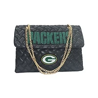 Women's Cuce Black Green Bay Packers Vegan Leather Oversized Tote Bag