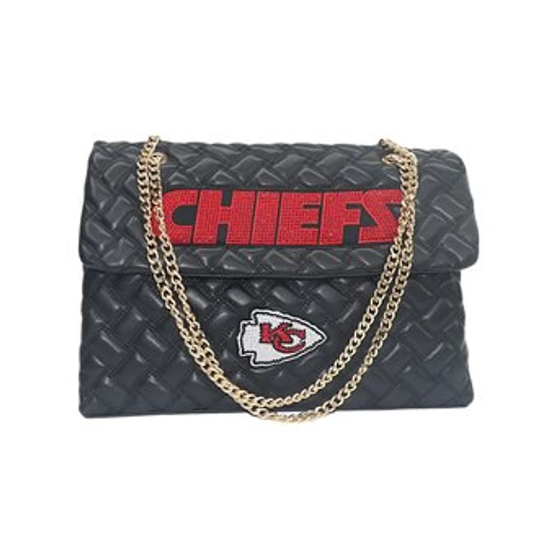 Women's Cuce Black Kansas City Chiefs Vegan Leather Oversized Tote Bag