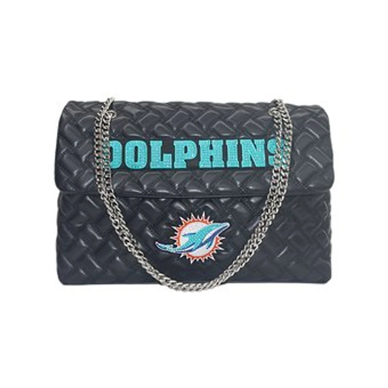 Women's Cuce Black Miami Dolphins Vegan Leather Oversized Tote Bag