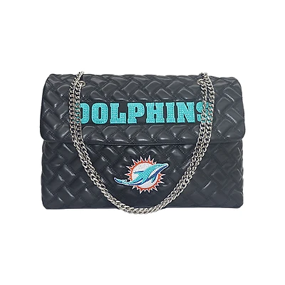 Women's Cuce Black Miami Dolphins Vegan Leather Oversized Tote Bag