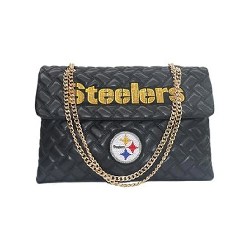 Women's Cuce Black Pittsburgh Steelers Vegan Leather Oversized Tote Bag