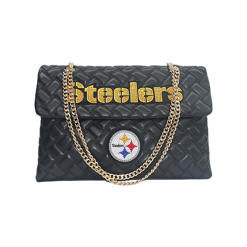 Women's Cuce Black Pittsburgh Steelers Vegan Leather Oversized Tote Bag