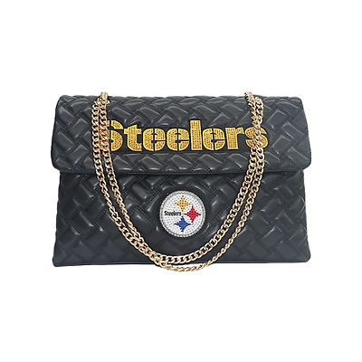 Women's Cuce Black Pittsburgh Steelers Vegan Leather Oversized Tote Bag