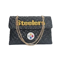 Women's Cuce Black Pittsburgh Steelers Vegan Leather Oversized Tote Bag