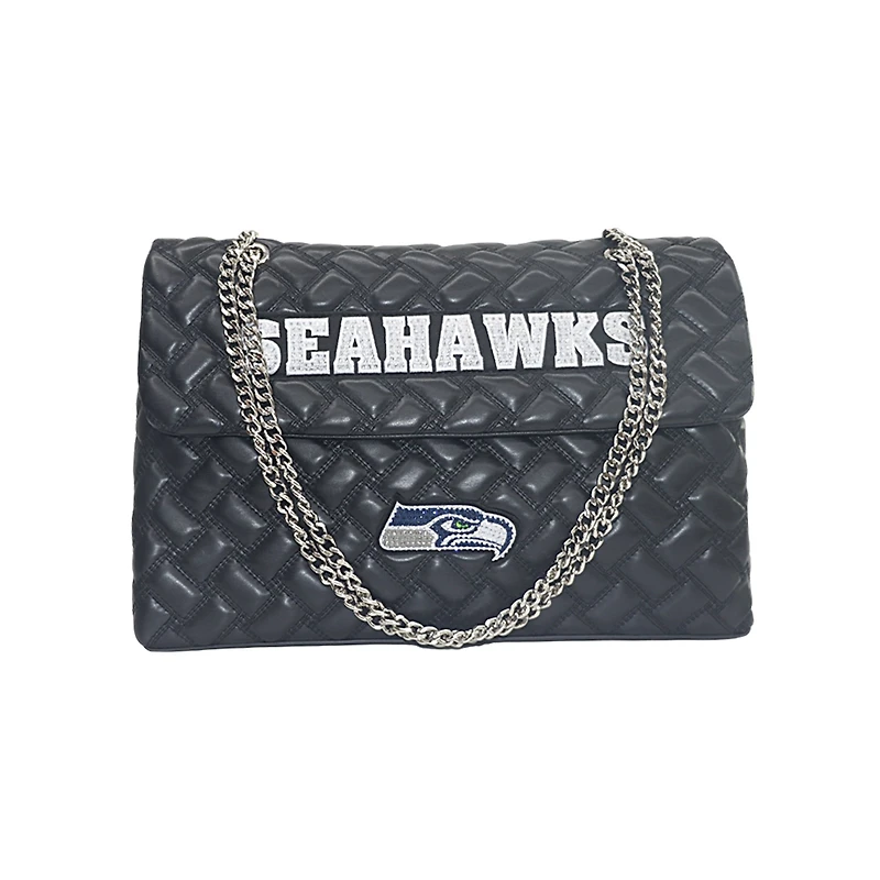 Women's Cuce Black Seattle Seahawks Vegan Leather Oversized Tote Bag