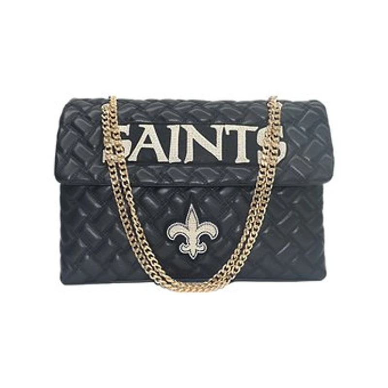 Women's Cuce Black New Orleans Saints Vegan Leather Oversized Tote Bag