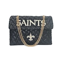 Women's Cuce Black New Orleans Saints Vegan Leather Oversized Tote Bag
