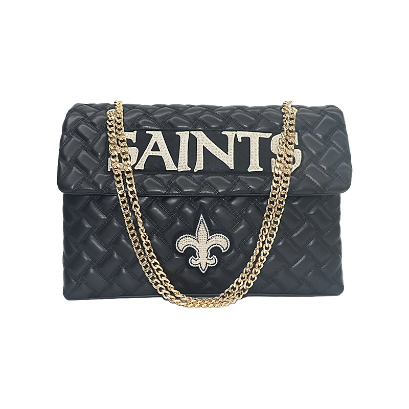 Women's Cuce Black New Orleans Saints Vegan Leather Oversized Tote Bag