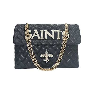 Women's Cuce Black New Orleans Saints Vegan Leather Oversized Tote Bag