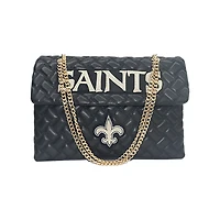 Women's Cuce Black New Orleans Saints Vegan Leather Oversized Tote Bag