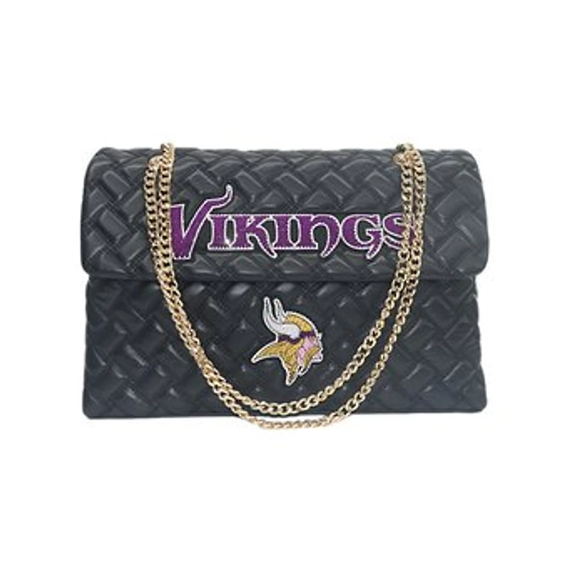 Women's Cuce Black Minnesota Vikings Vegan Leather Oversized Tote Bag
