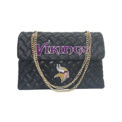Women's Cuce Black Minnesota Vikings Vegan Leather Oversized Tote Bag
