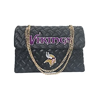 Women's Cuce Black Minnesota Vikings Vegan Leather Oversized Tote Bag